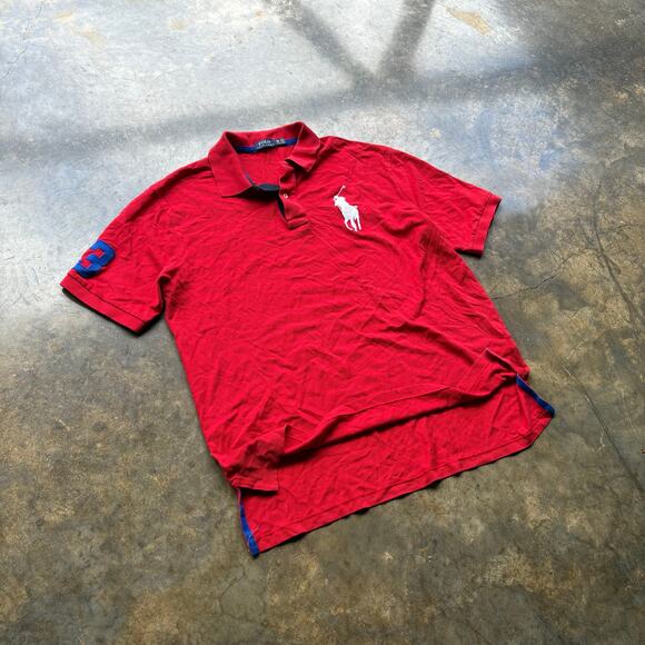 Cool Vintage Style Red Big Logo Polo‎ Shirt - Picture 2 of 5